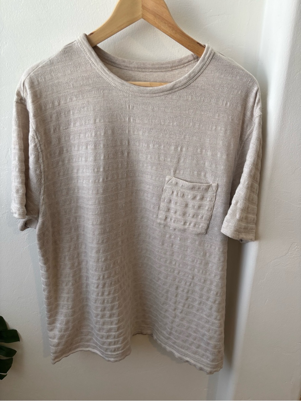Goodfellow & Co Beige Textured Crew Pocket Tee